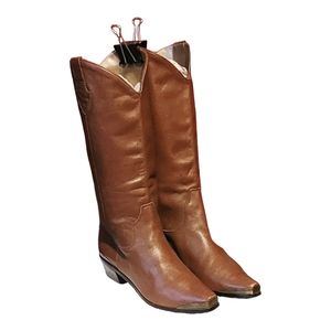 Women Vintage Leather Brown Western Style Boots By Catleia Size 8M